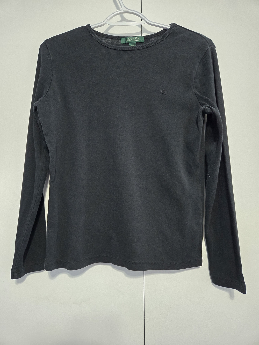Lauren Ralph Lauren Black Long Sleeve Crewneck Top Women's Medium